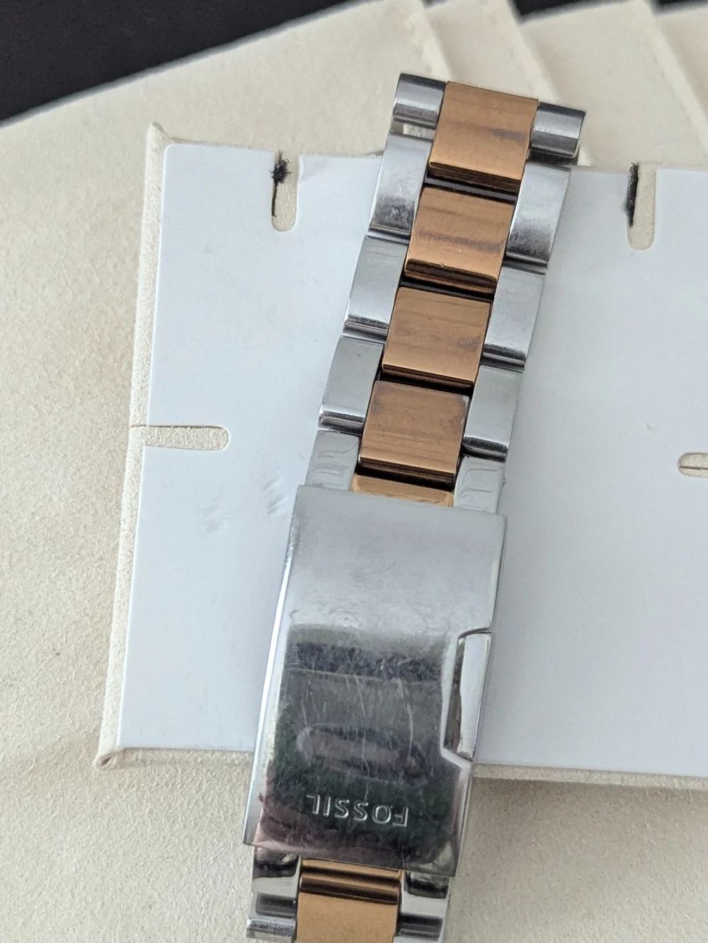 Fossil Women's Two-Tone Rose Gold and Silver Crystal Bezel Watch (Needs Battery)
